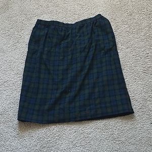 Pendleton Blue, Green, and Red Tartan Wool Skirt Vintage Size 18